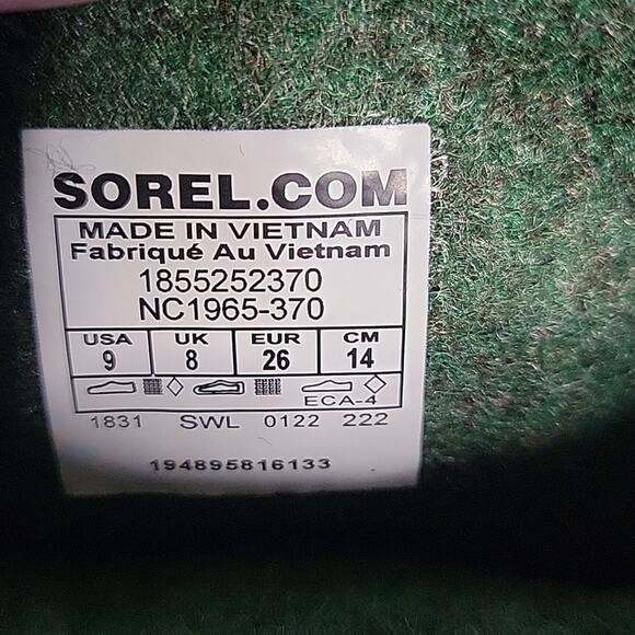 Sorel Flurry Winter Snow Boots Green Black Waterproof Kids Toddler Size 9 NIB - Picture 13 of 14